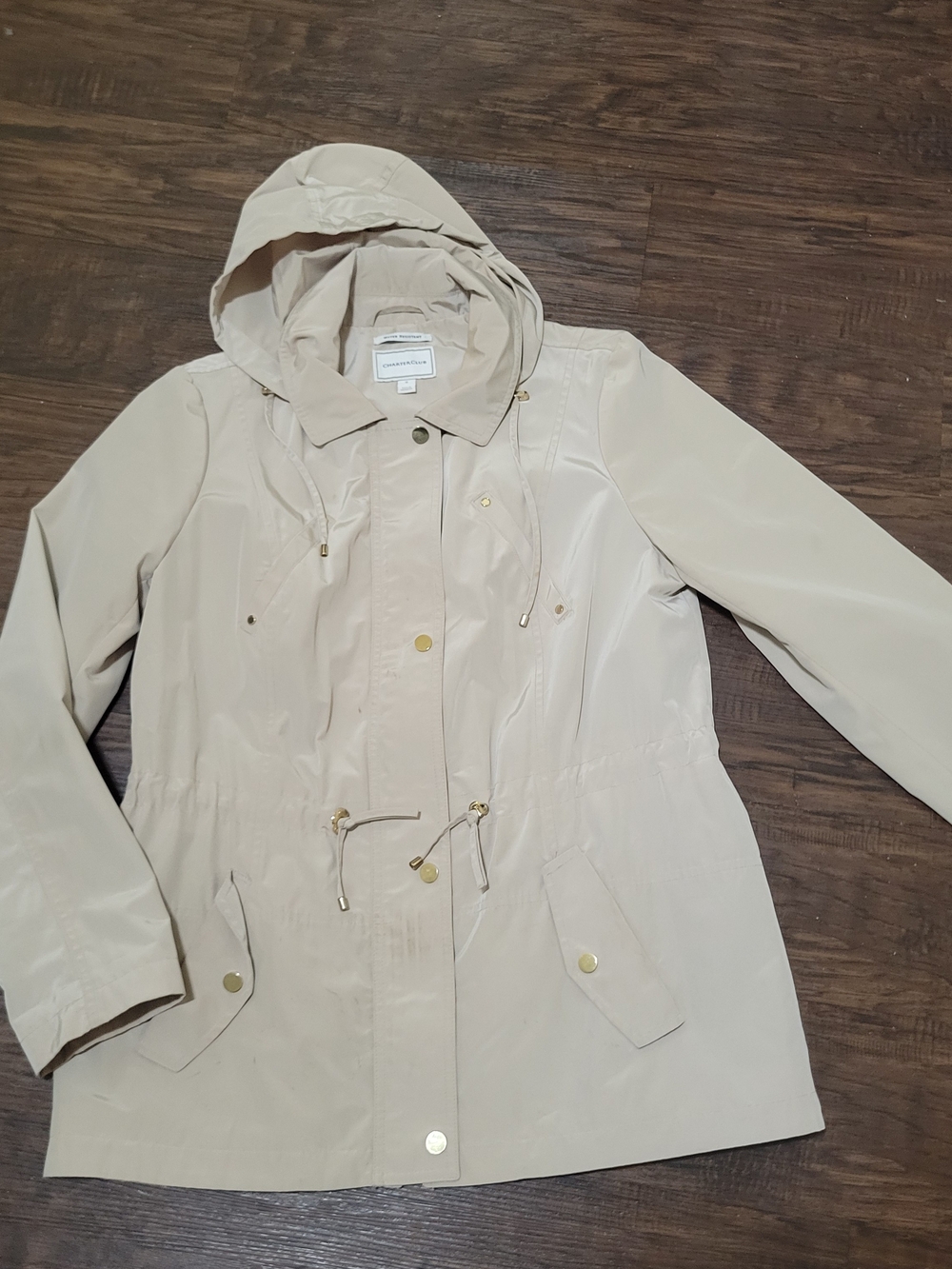 Charter Club Beige Hooded Utility Jacket
